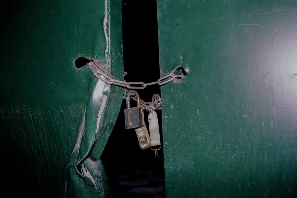 Key in a door lock, close up